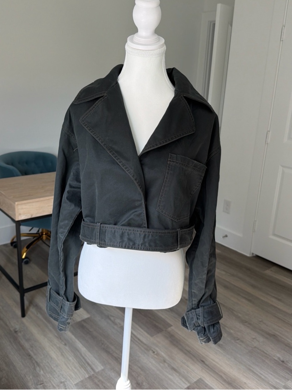 Cropped Black Women's Utility Jacket